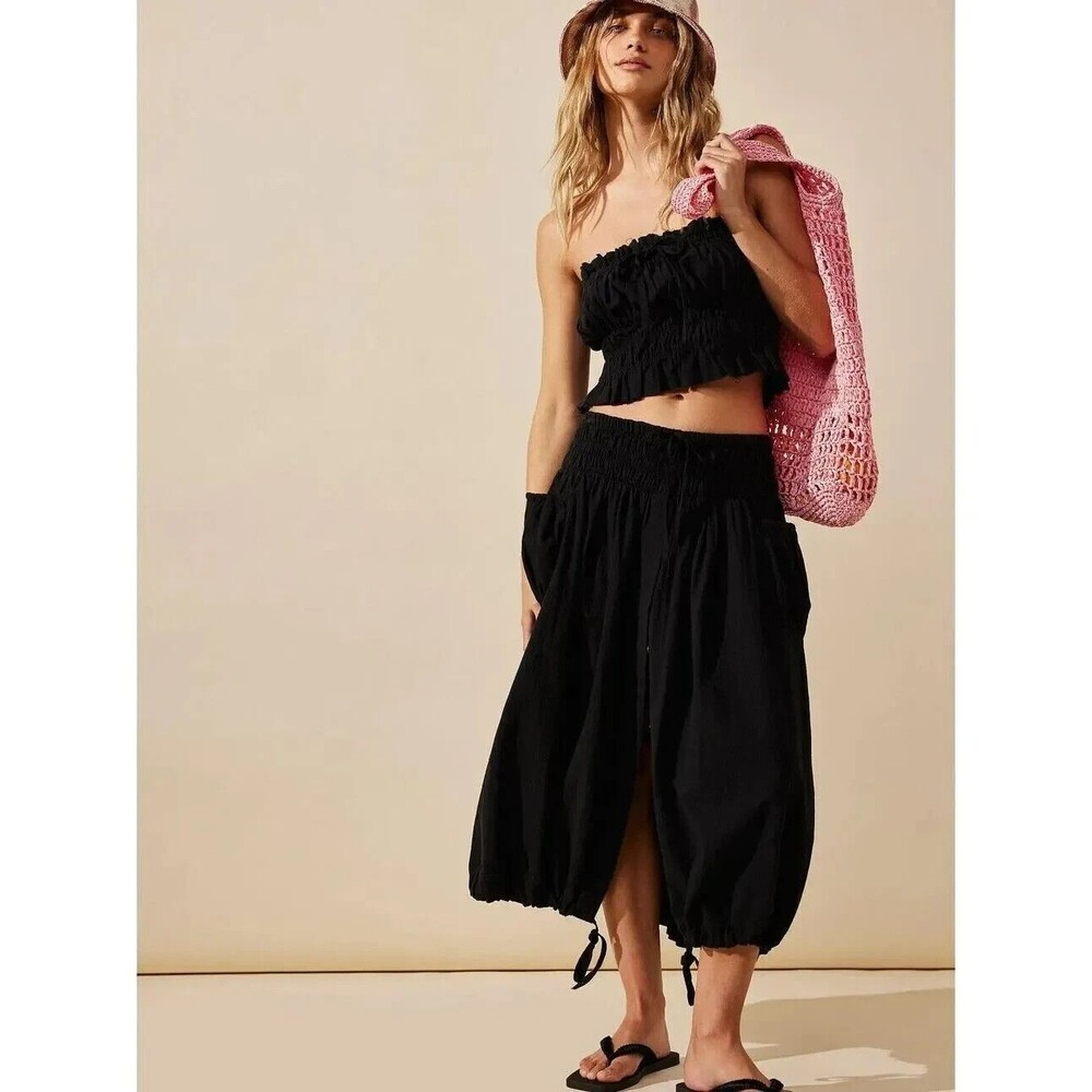 Free People Free-est All The Things Tube Cropped Top Black Cotton S New 274253